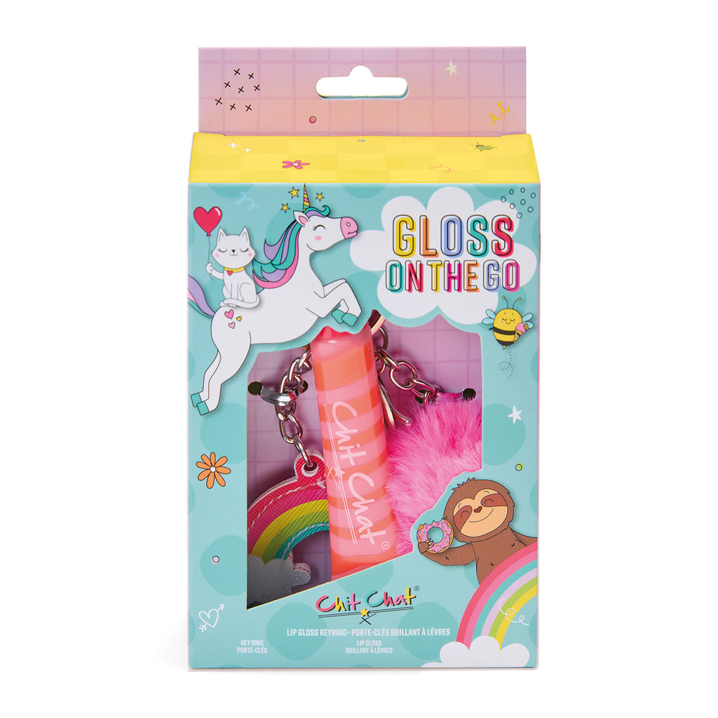Packaged product with colourful design featuring a unicorn, sloth, and rainbow elements on a white background.