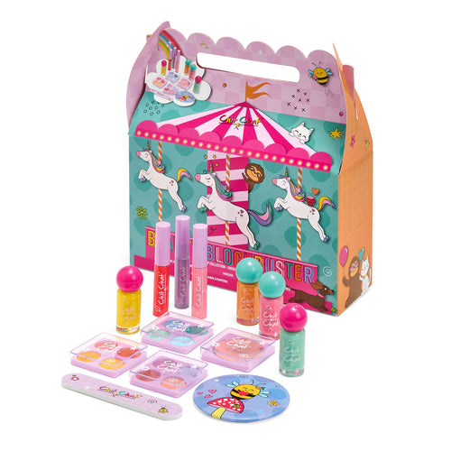Makeup set with a colourful box featuring cartoon characters on a white background